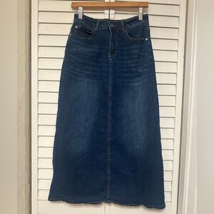 Fashion Denim Jeans Classic Dark Wash Maxi Skirt Sz 8